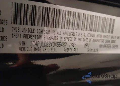 2019 Jeep Cherokee Limited Fwd from USA, damaged, VIN 1C4PJLDB2KD455467